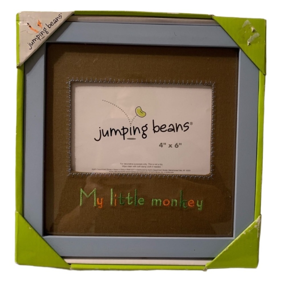 NIB Jumping Beans 4×6 My Little Monkey Blue & Brown Picture Frame